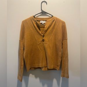 Madewell texture and thread line, mustard color Henley.